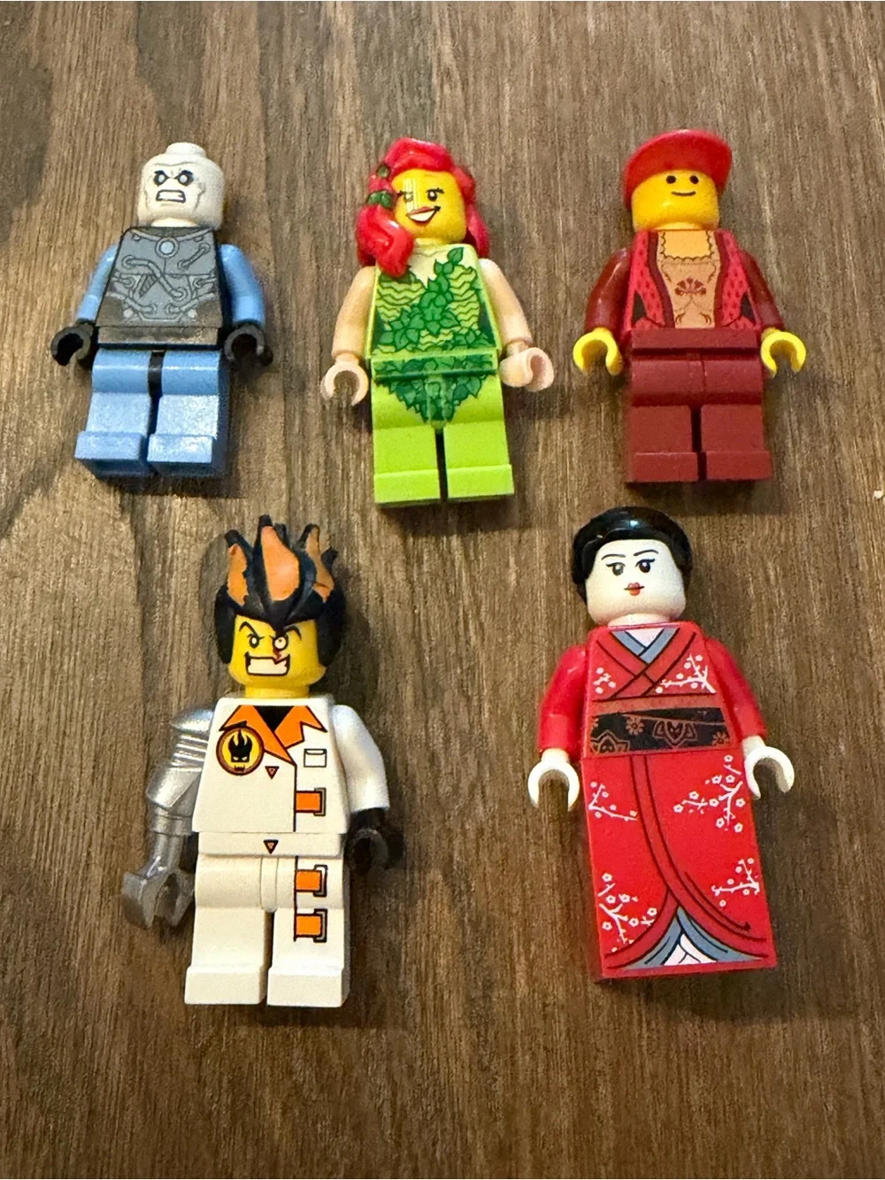 Lego Minifigure Lot with Red, Green, Blue, White, Brown
